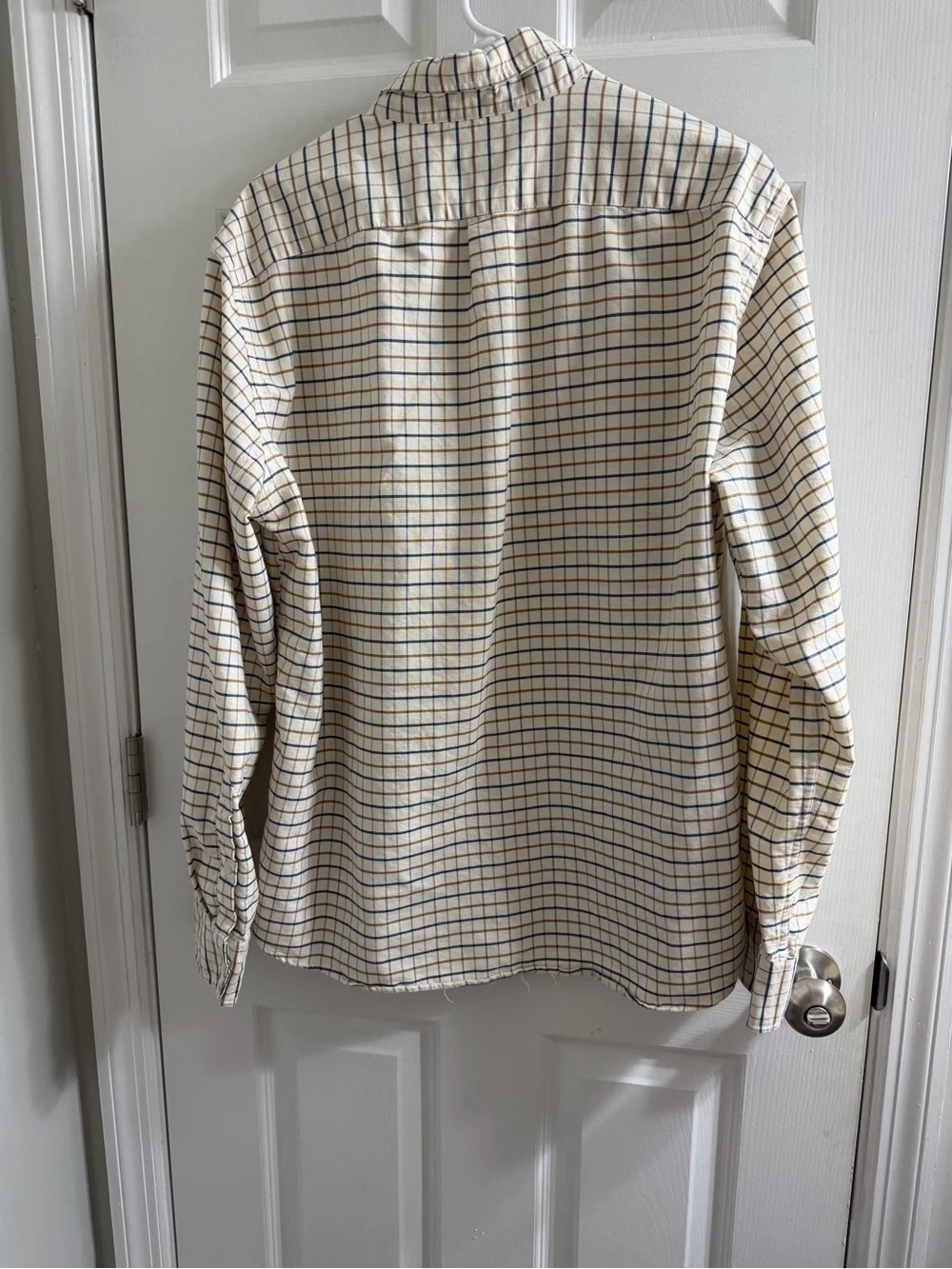 J Crew Classic Men's Cream Plaid Button-Down Shirt XL Slim